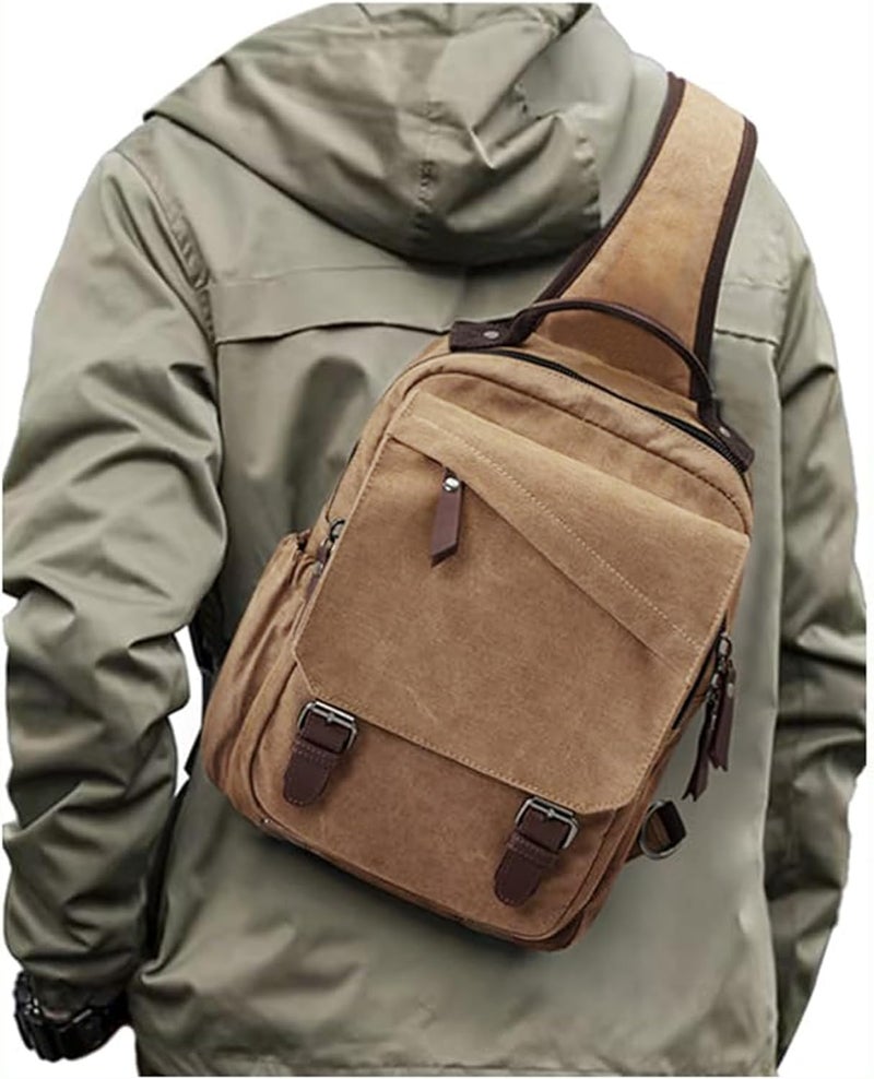 WEPLAN Messenger bag for Men,Small Sling Crossbody Backpack Shoulder Bag for Men Women,canvas Strap Backpack Sling Bag - Image 1